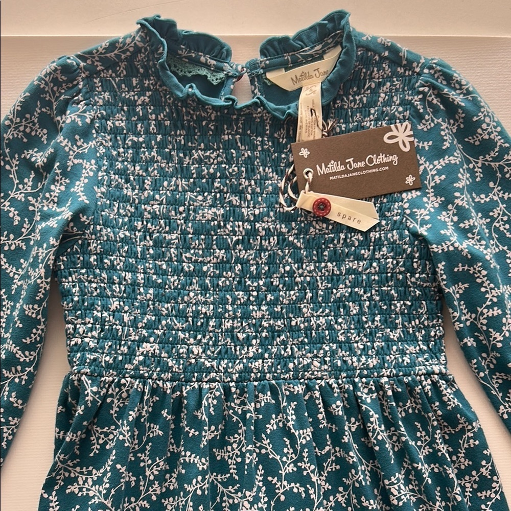 Matilda Jane Just Imagine Zoe Floral Smocked Long Sleeve Girls Dress NWT Size 4 - Picture 5 of 7